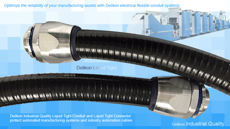 [CN] Delikon factory AI ML Automation control wiring liquid tight aluminum connector,aluminum connector,swivel connector,InterLocked metal Liquid Tight Conduit 